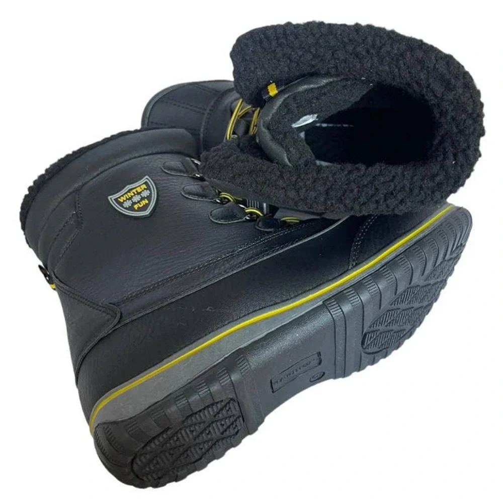💎✨$130✨💎 NIB Weatherproof SLEIGH Blk Yellow Men's Boots - Picture 4 of 7